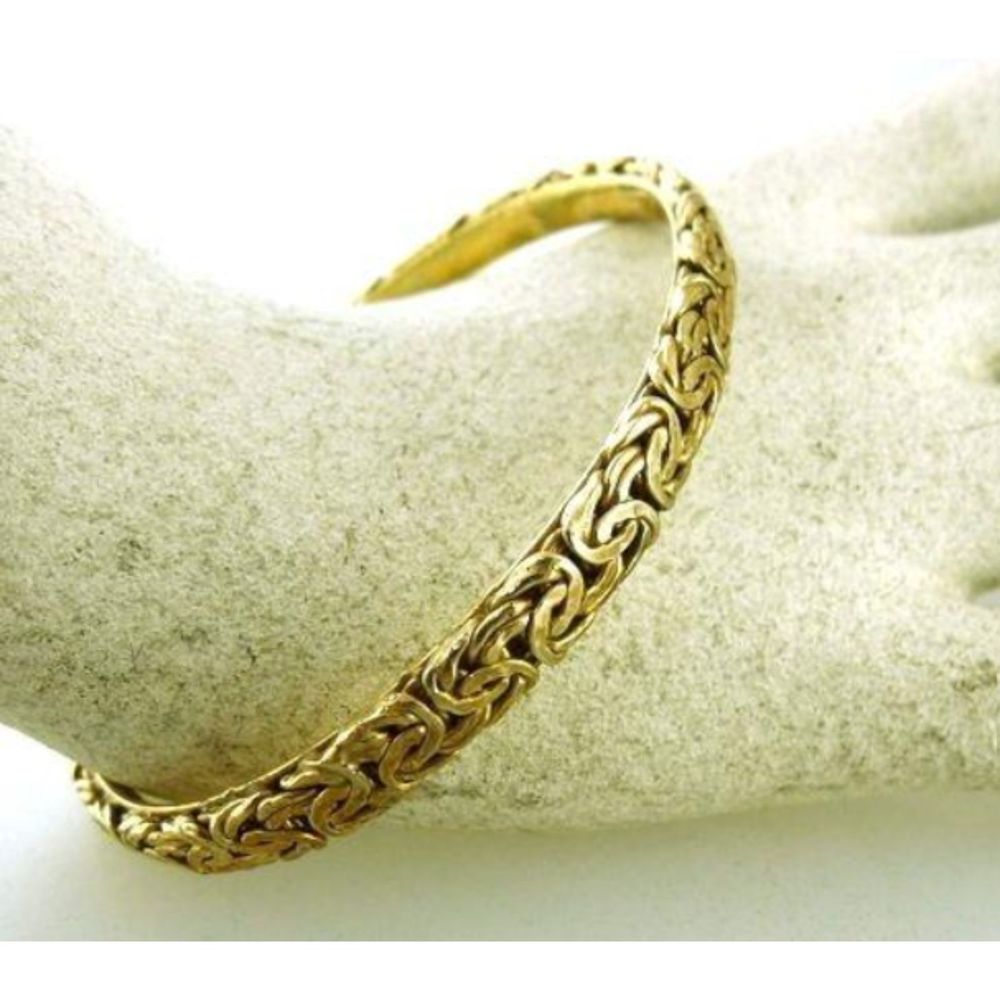 14kt Gold Vermeil Turkish Byzantine 8.25" 925 Silver Bracelet